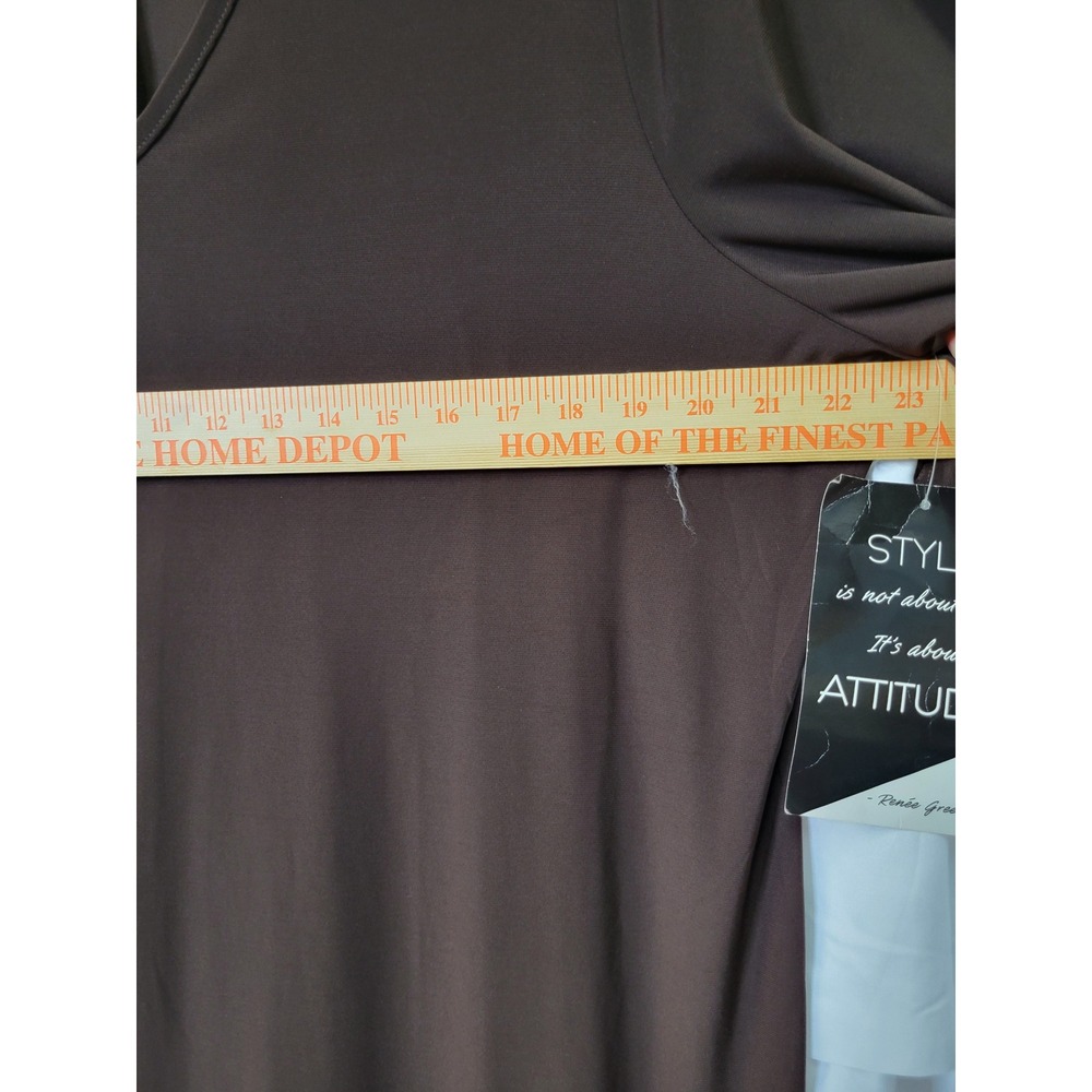 Attitudes by Renee Brown V-Neck 3/4 Sleeve Midi Dress Womens 2X New 1609 - Picture 2 of 8